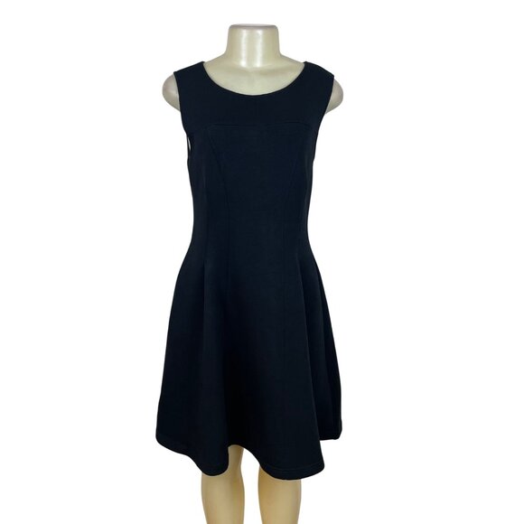 Maeve Womens Black Sleeveless Fit & Flare Zip-Back Knit Dress Sze M - Picture 1 of 7